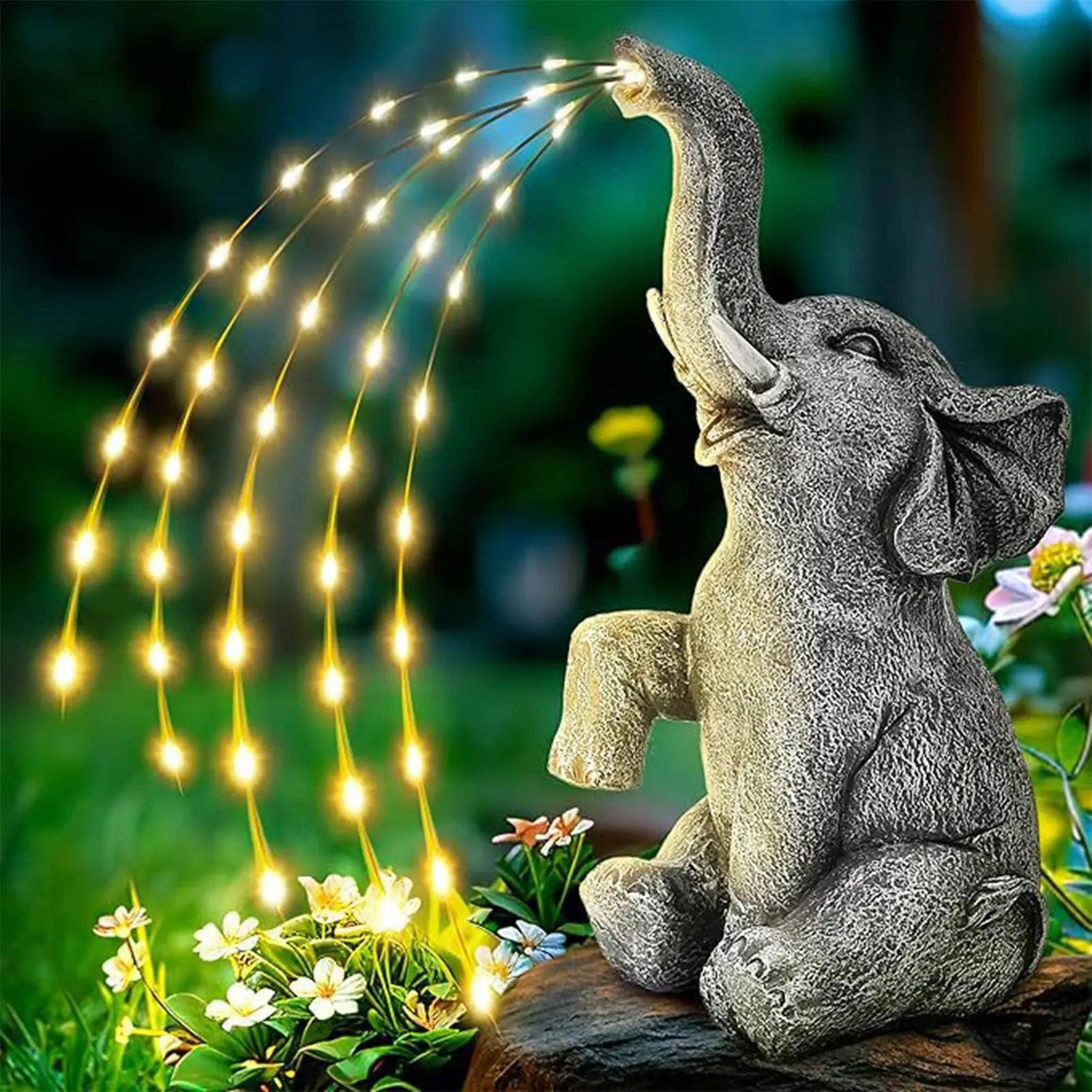 Elephant Statue Waterproof UV Resistant Solar Lights Cute Animal