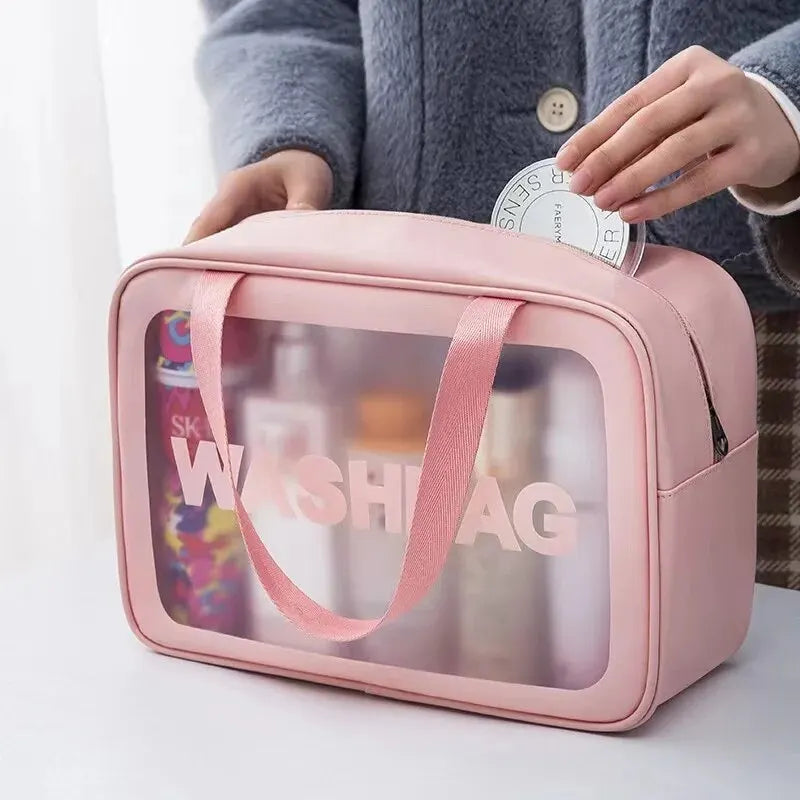 Pu Frosted Clear Makeup Box Waterproof Travel Toiletry Bag Large Capacity Portable Bath Storage Bag Children's Lunch Bag Zpaxo