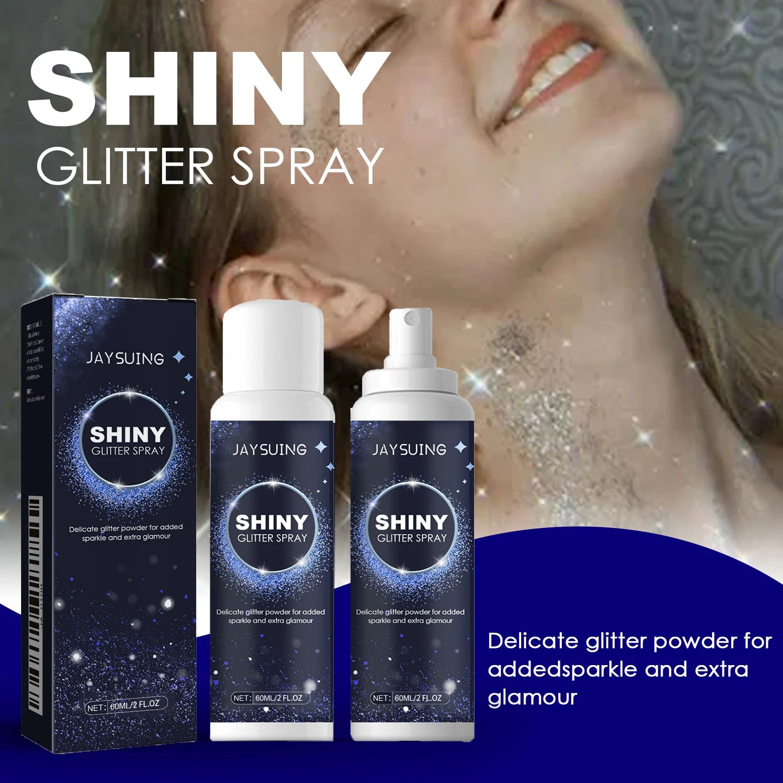 Radiant Silver Glitter Spray - Instant Holographic Highlight for Hair & Body - Sparkling Shimmer Makeup for Parties Zpaxo