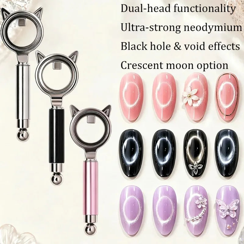 Circular Ring Cat Eye Magnet Stick Double Head Ring Magnetic Halo Effect Magnetic Tool For UV Gel Nail Salon Manicure Art Suppli Zpaxo 3Pcs Mixed