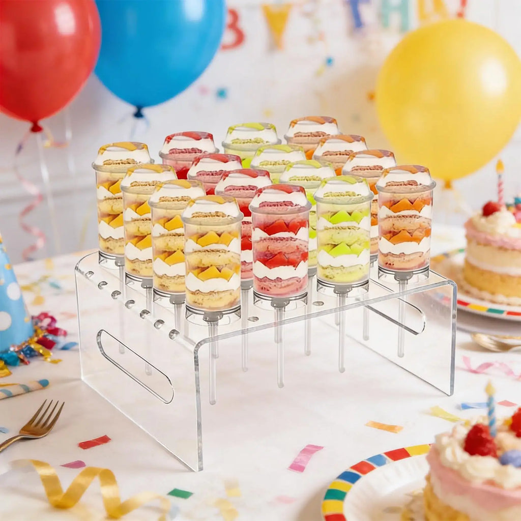 Cake Push Pop Containers Dessert Tubes Push Up Pop Containers with Stand & Lid for Home Dining Room Wedding Birthday Party Zpaxo