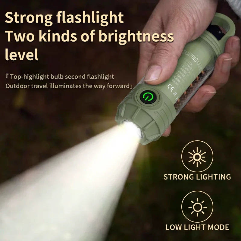 LED Camping Light Portable Type-c Rechargeable Atmosphere Long Zpaxo WHITE green Fixed Focus|18650 Lithium Battery