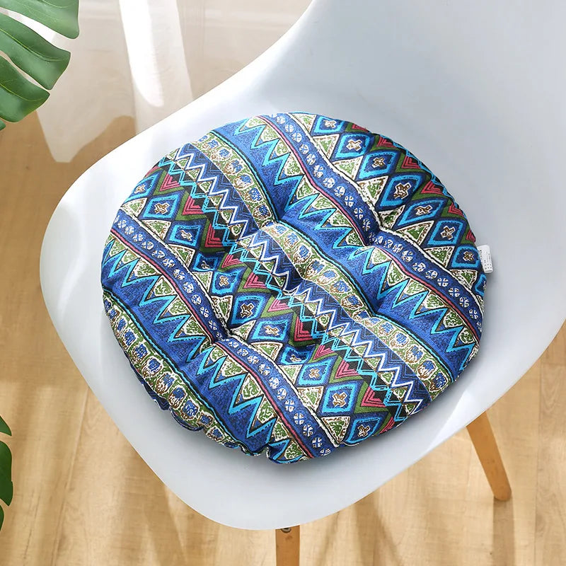 Fashionable Circular Seat Cushion Ethnic Fabric Yoga Mat Thick And Comfortable Seat Dining Chair Cushion Tatami Stool Cushion Zpaxo blue 40x40cm