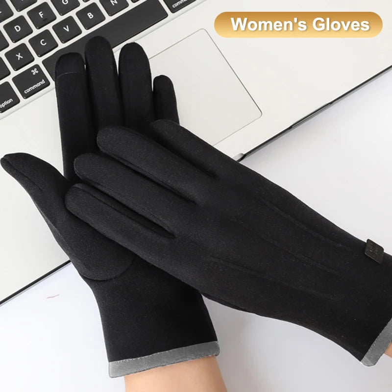 Touch Screen Compatible Suede Winter Gloves Men Women Thick Plush Zpaxo A3