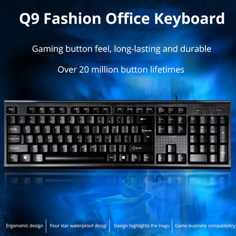 Q9 Single Keyboard USB Square Mouth Business Office Home PS2 Round Zpaxo