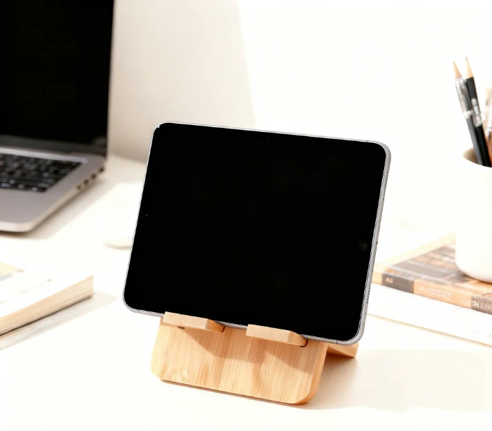 Bamboo Wood Desktop Phone & Tablet Lazy Stand Dock