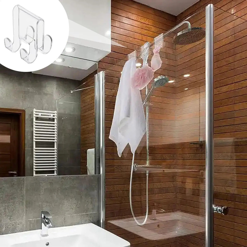 Shower Towel Hooks Glass Acrylic Door Space-saving Clothes Towels