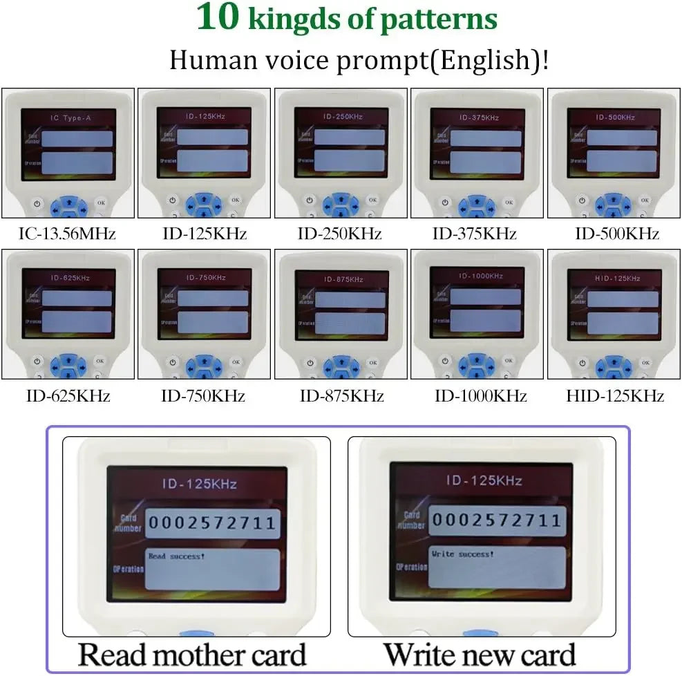 RFID Duplicator 125KHz Key Card Copier RFID Super Featured Smart Card Reader 13.56MHz Encrypted Programmer USB UID / T5577 Zpaxo