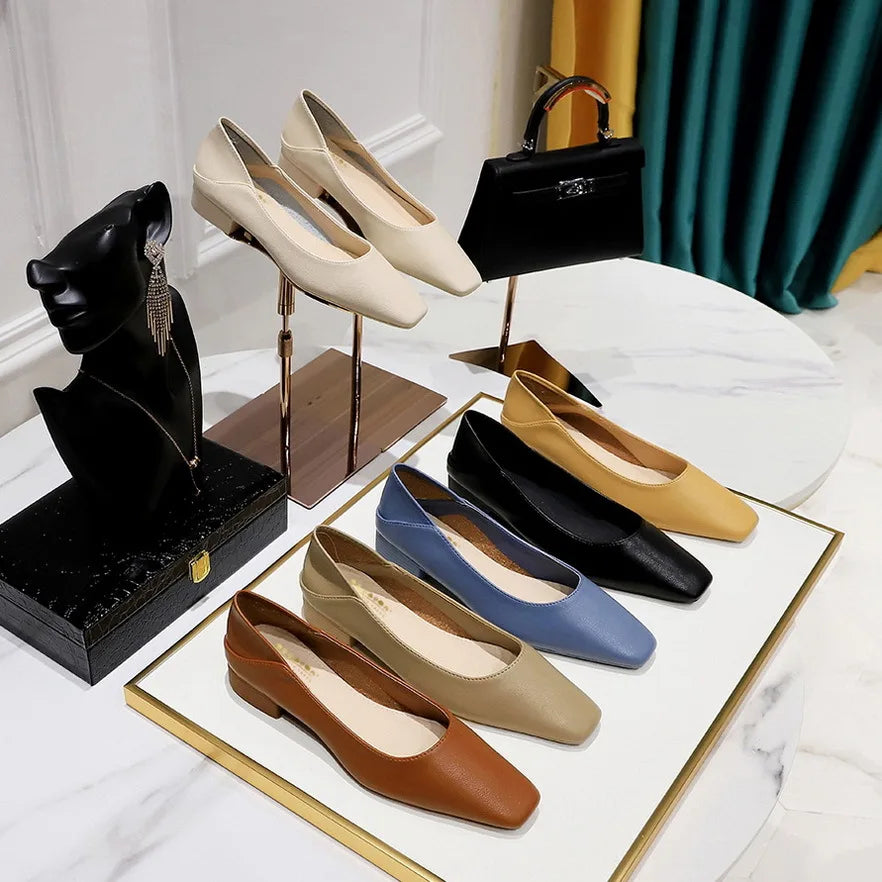 Flat Shoes for Women 2025 Spring Autumn Leisure Work Shoes Retro Fashion Flat Heel Women's Shoes Square Toe Ladies loafers Zpaxo