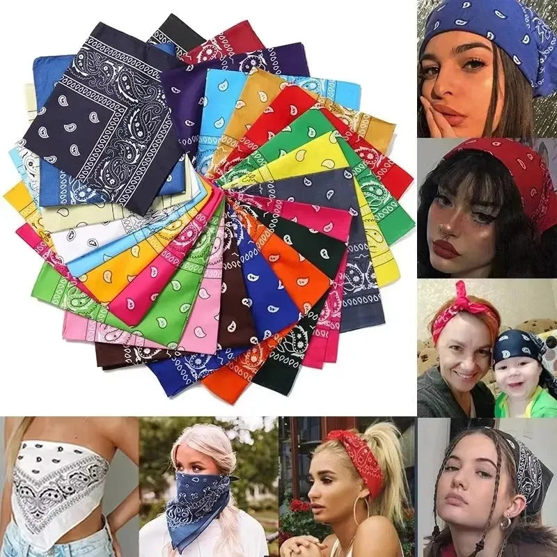 Paisley Bandana Head Wrap & Wrist Scarf | 20 Colors, Unisex