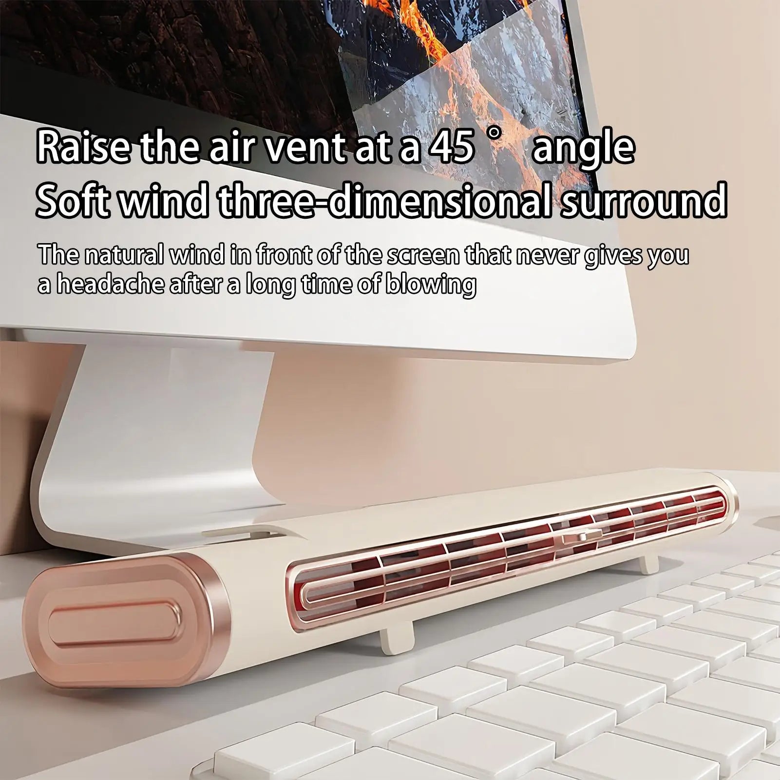 Portable Bladeless Tower Fan Summer USB Rechargeable Small Air Cooler