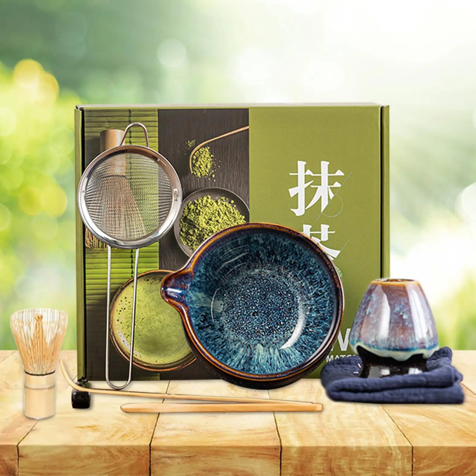 Japanese Matcha Tea Safe Bamboo Whisk Teaspoon Sets Bowl Holder