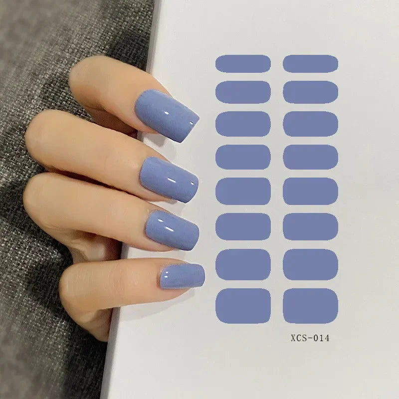 53 Colors Nail Polish Stickers Pure Strips Waterproof Adhesive Full