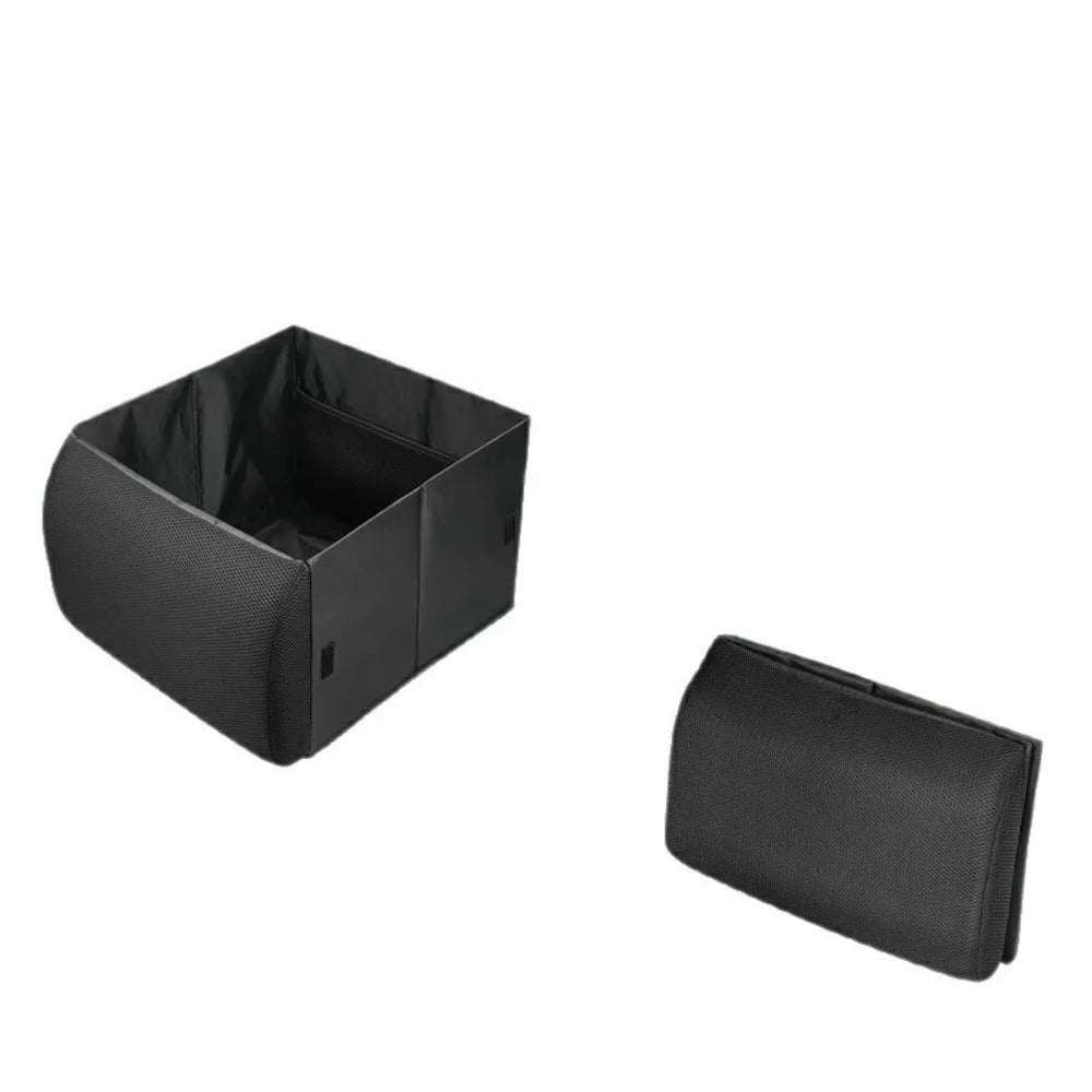 30L Large Capacity Foldable Car Storage Organizer 2-in-1 Pillow Car Lumbar Cushion Portable Rectangle Shape Storage Box Zpaxo Black-Lidless