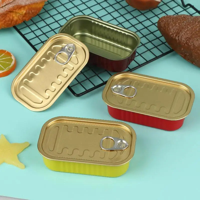 Metal Rectangular Empty Mini Tin Box Sealed Food Can Pull Ring Cover Zpaxo