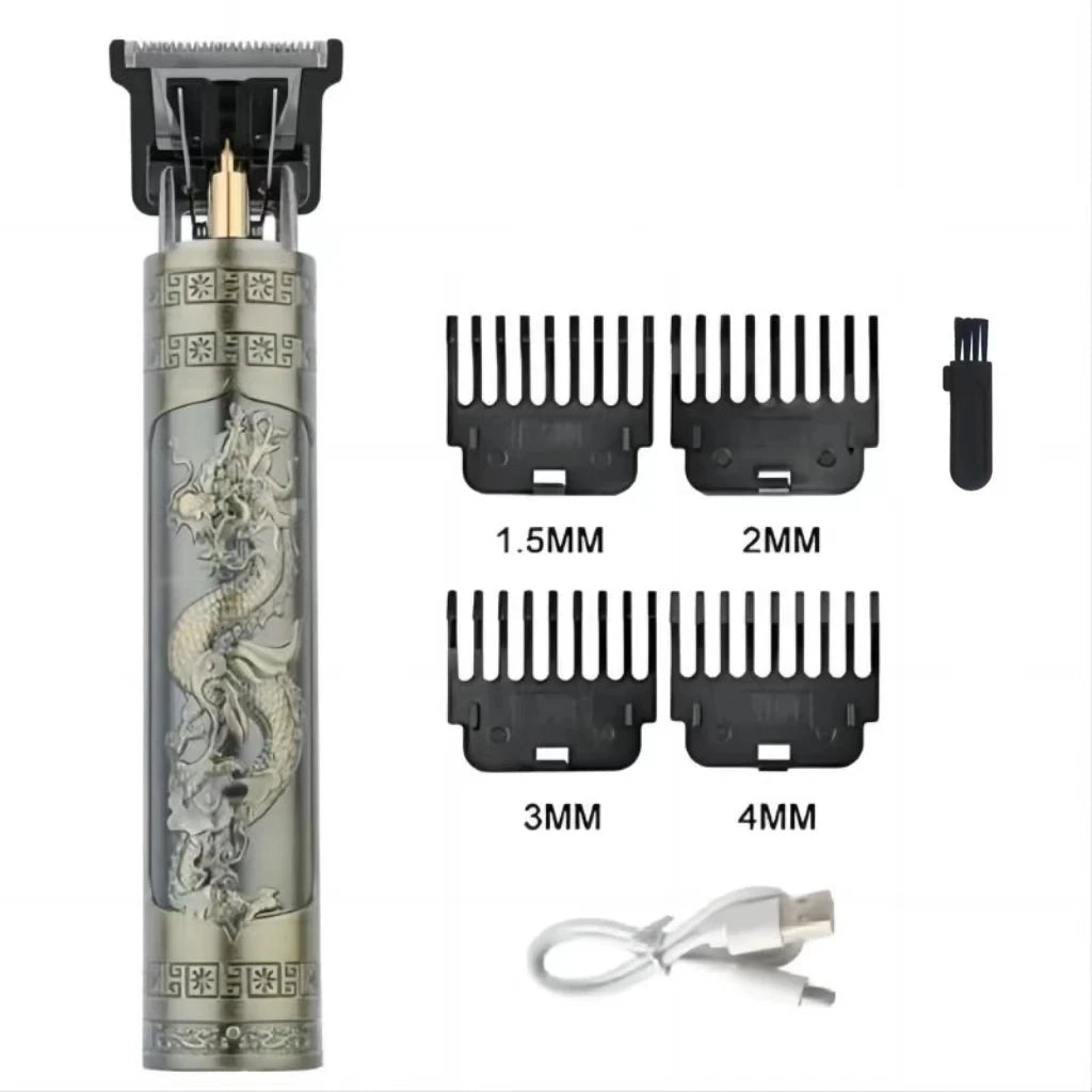 New Retro T9 Hair Clipper For Men, Electric Shaver, Rechargeable Hair Clipper, Portable Cordless Beard Trimmer Zpaxo Bronze Dragon Body