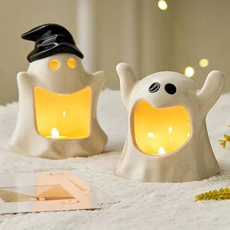 Cute Ghost Candle Holder Small Ornament Ceramic Ashtray Handmade