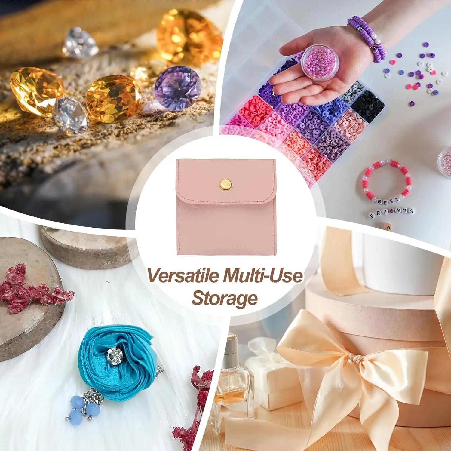 PU Leather Jewelry Pouches – Snap Button Travel Organizer 6/12 Pack