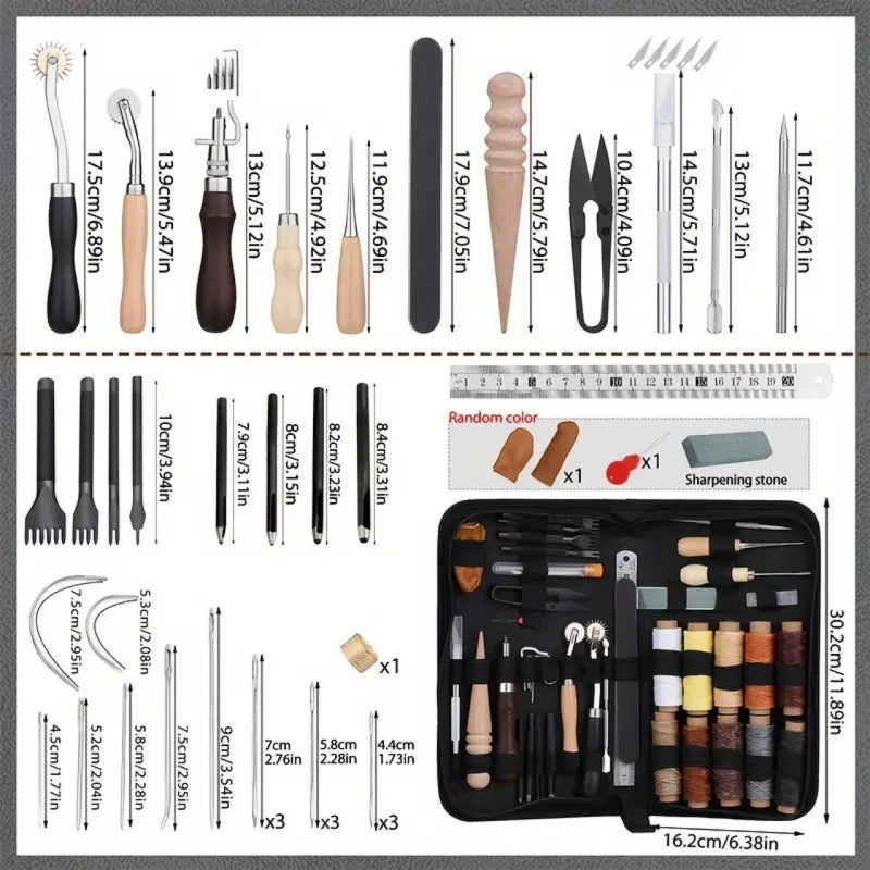 Shoe leather sewing kit with awl, hand sewn needle and thread, leather craft kit, sofa repair, leather bag production Zpaxo