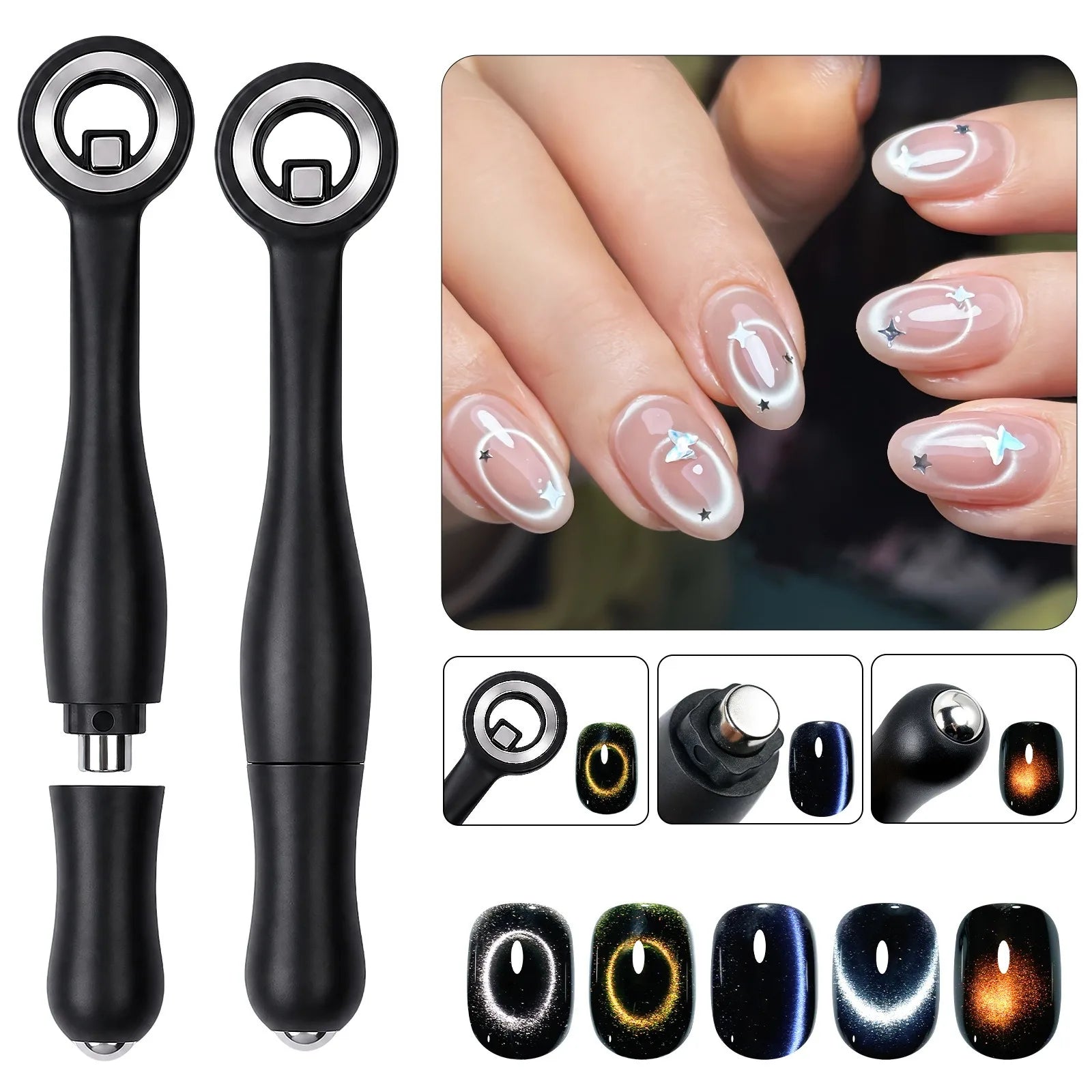 Gourd Shaped Strong Cat Eye Magnetic Nail Magnet 3 In 1 Extra Thick Large Powerful Versatile Nail Art Magnetic Styling Tool Zpaxo 2Pcs