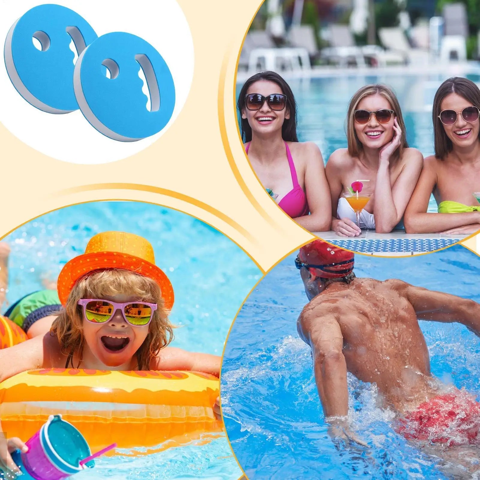 2-Pack EVA Foam Water Exercise Discs – Aqua Hand Paddles Aqua Exercise Paddles Zpaxo