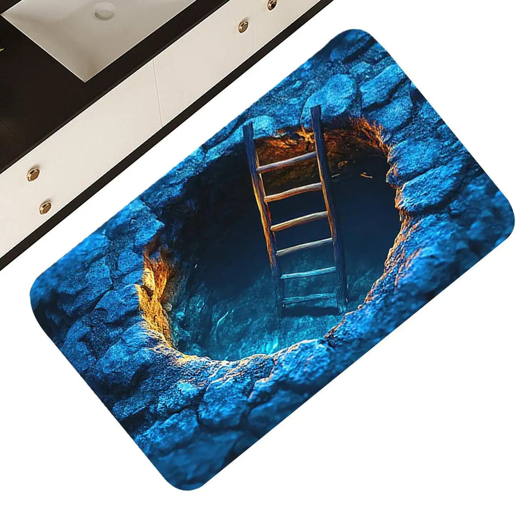 3D Optical Illusion Hole Rug Non Slip Carpet Easy Clean Pet Friendly