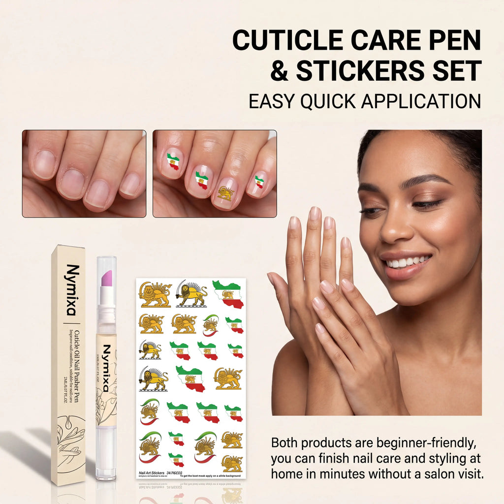 Nail Decoration Care Set Cuticle Oil Pen with Nail Stickers Set Long Lasting Moisturization Dry Skin Remedy Gentle Nourishing Zpaxo