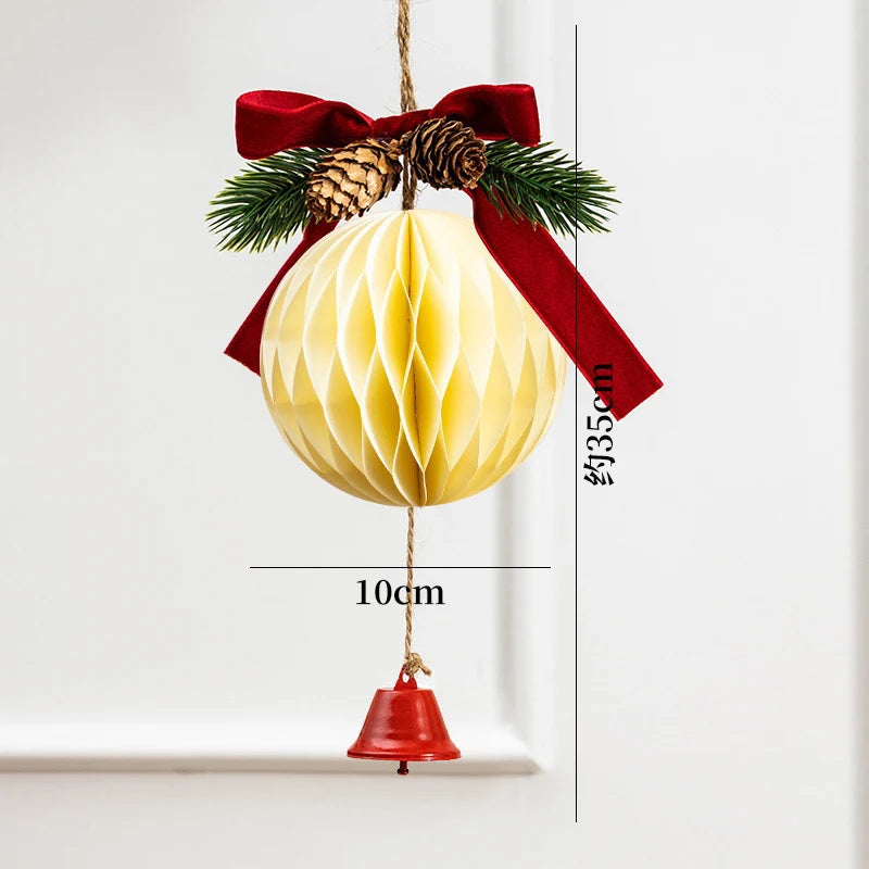 Christmas Honeycomb Bell Ornament – Hanging Paper Decoration Christmas Ornament Zpaxo
