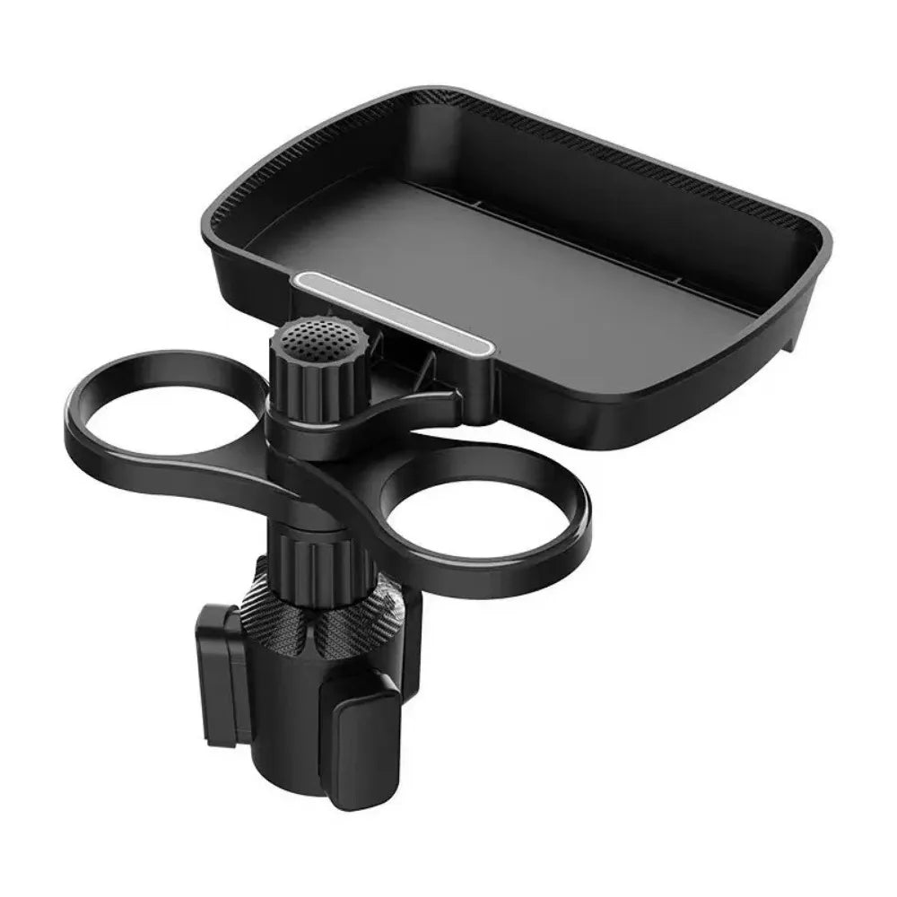 360° Rotation Cup Holder Food Trays Adjustable Base Dual Cup Holder Car Food Storage Rack Easy To Install Detachable Design Zpaxo With Cup Holder