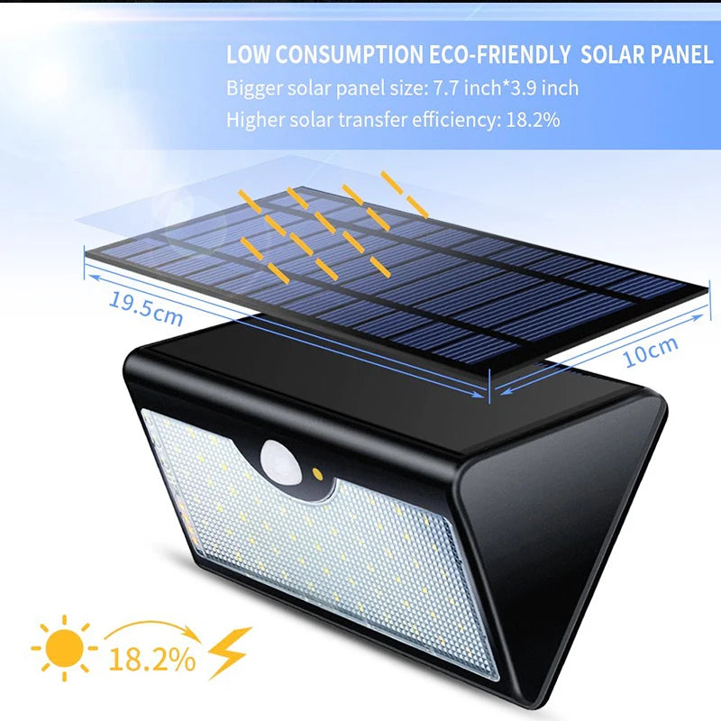 1300LM Bright Solar Wall Light Outdoor Waterproof Motion Sensor 60 Zpaxo