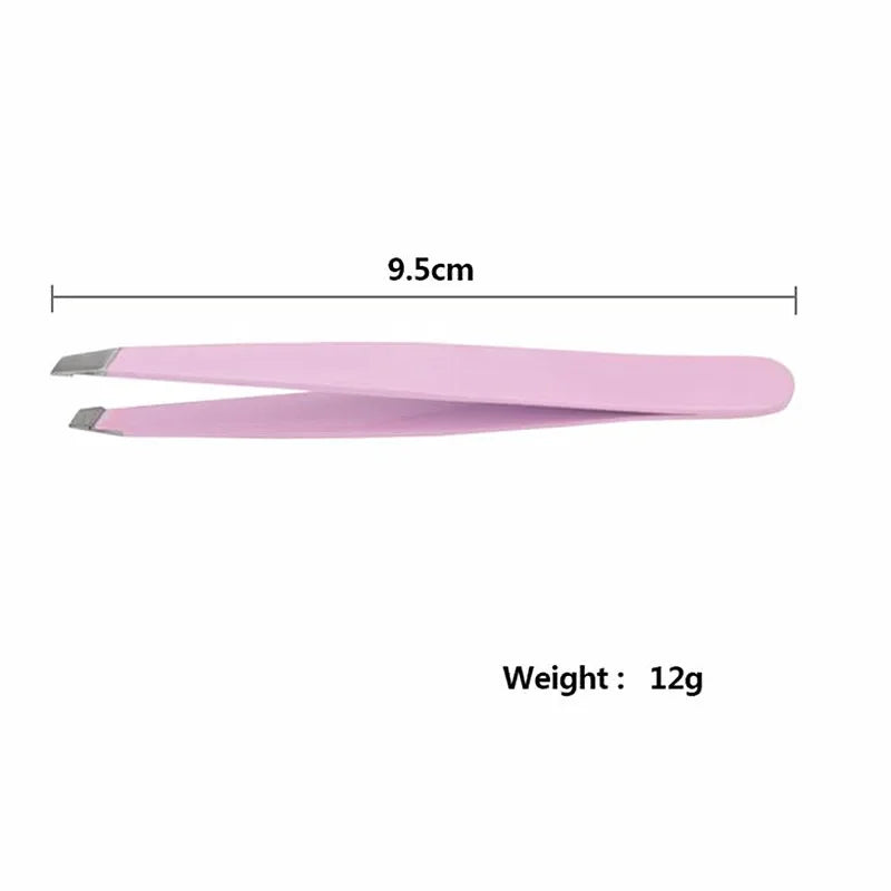 Precision Eyebrow Tweezers Stainless Pink Black Steel Eye Brow Clips