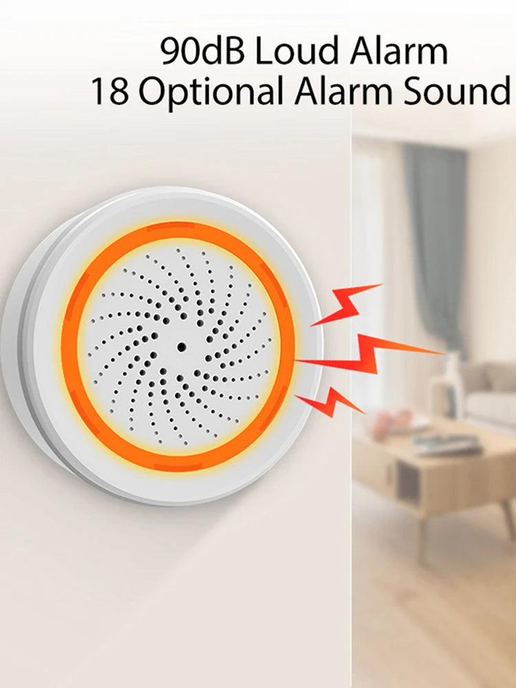 USB Sound Light Sensor Tuya Zigbee 90dB Smart Alarm Siren App Remote