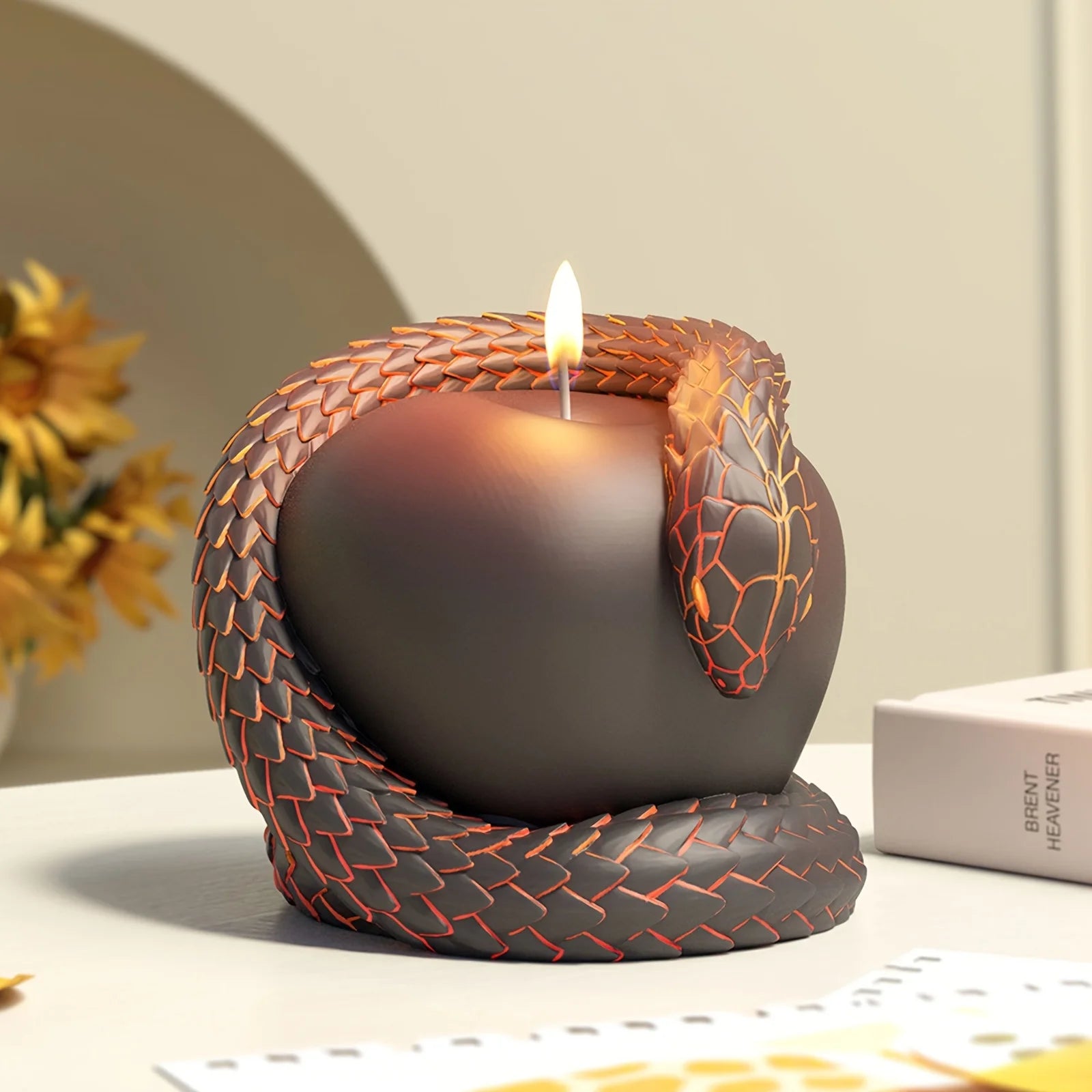 Oversized snake and apple silicone molds for resin casting, plaster, resin, aromatherapy car accessories and candle making Zpaxo