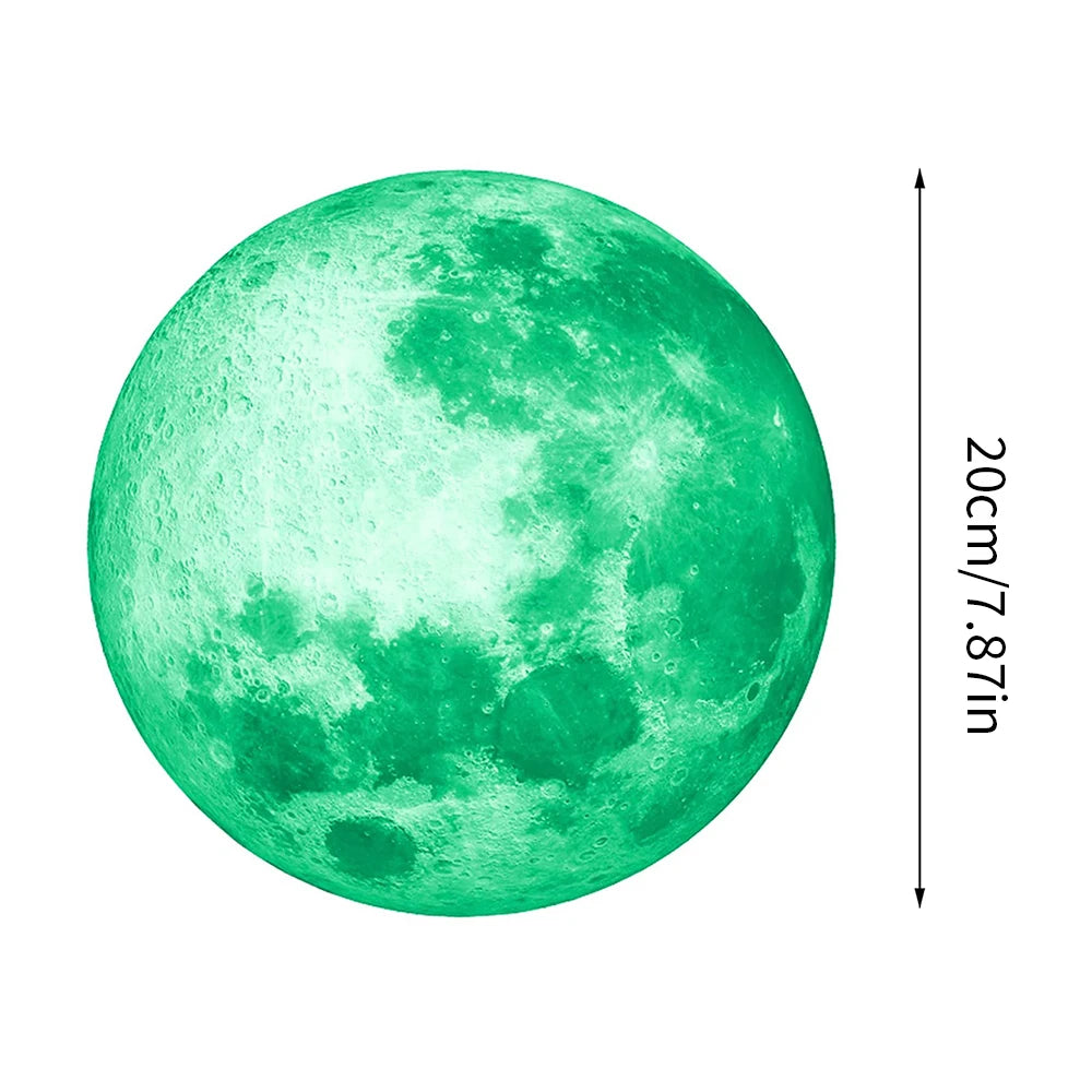 Glow in The Dark Moon Wall Sticker for Kids Baby Room 3D Space Planet Wall Sticker Living Room Home Decals Zpaxo Green