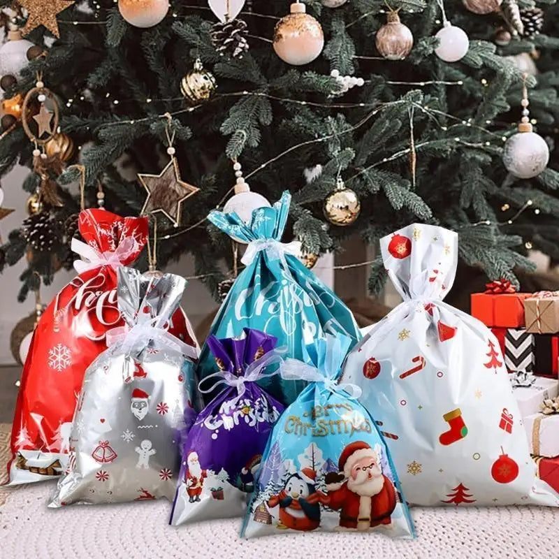 Christmas Bags Holiday Secure Ribbon Closure Supports Party Assorted
