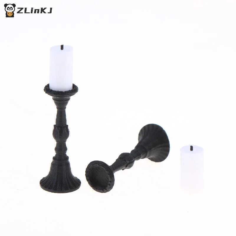 Miniature Retro Candle Holder 2 Candles Dollhouse Simulation Zpaxo