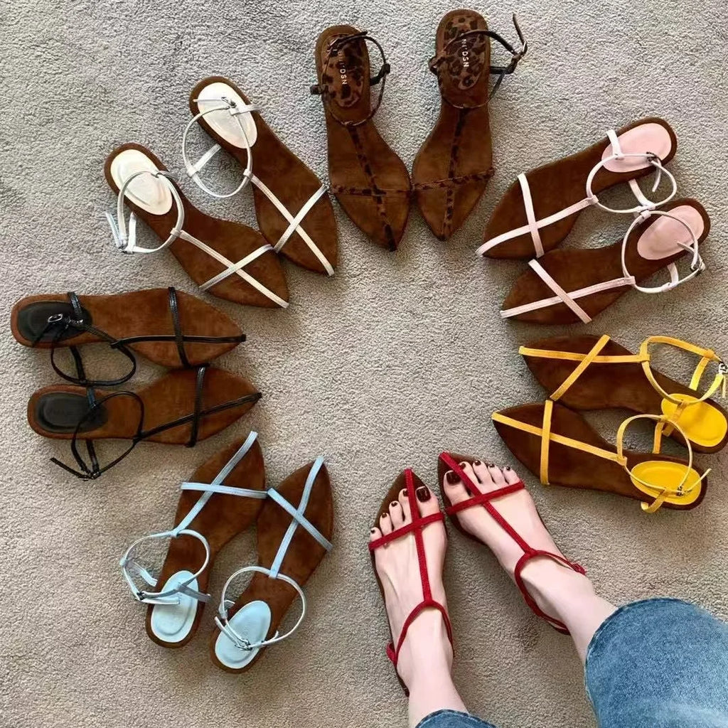 Sandals for Women 2025 New Casual Pointed Roman Shoes Temperament French Sandals for Women Summer Shoes Ladies Zpaxo