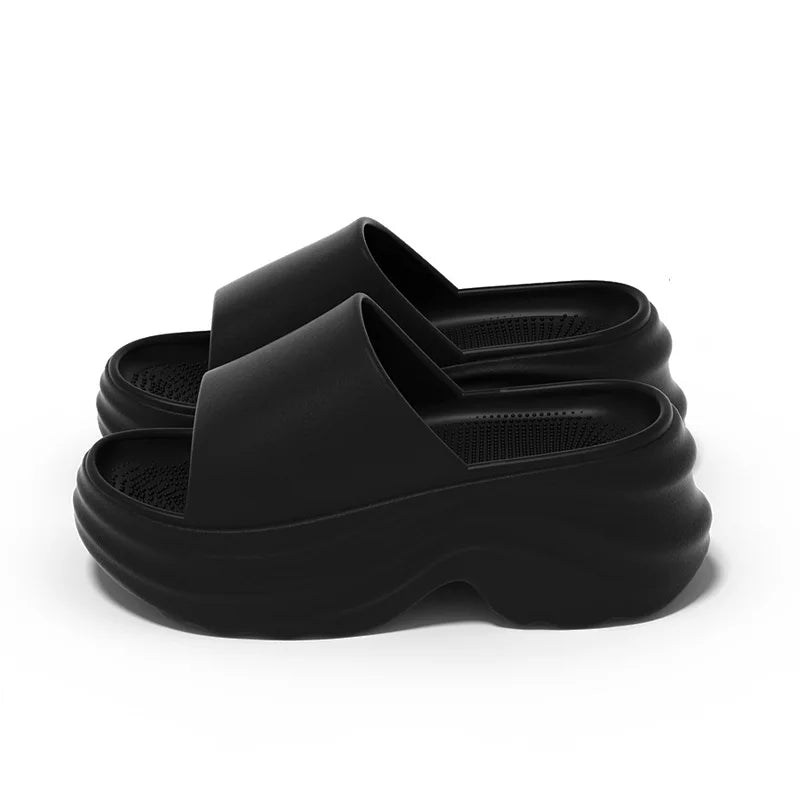 Women's EVA Platform Slippers Women Thick Sole Non Slip Beach Slides Zpaxo black 35-36