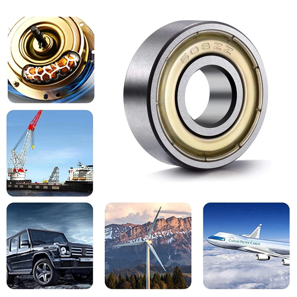 10- 608ZZ Ball Bearings High-carbon Steel Double Shielded Miniature