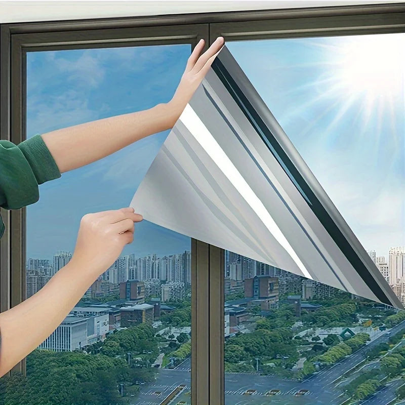 One Way Window Privacy Tint Film Anti Look Vinyl Mirror Self-adhesive Film Sun Blocking Anti UV Static Cling Stickers Home Decor Zpaxo