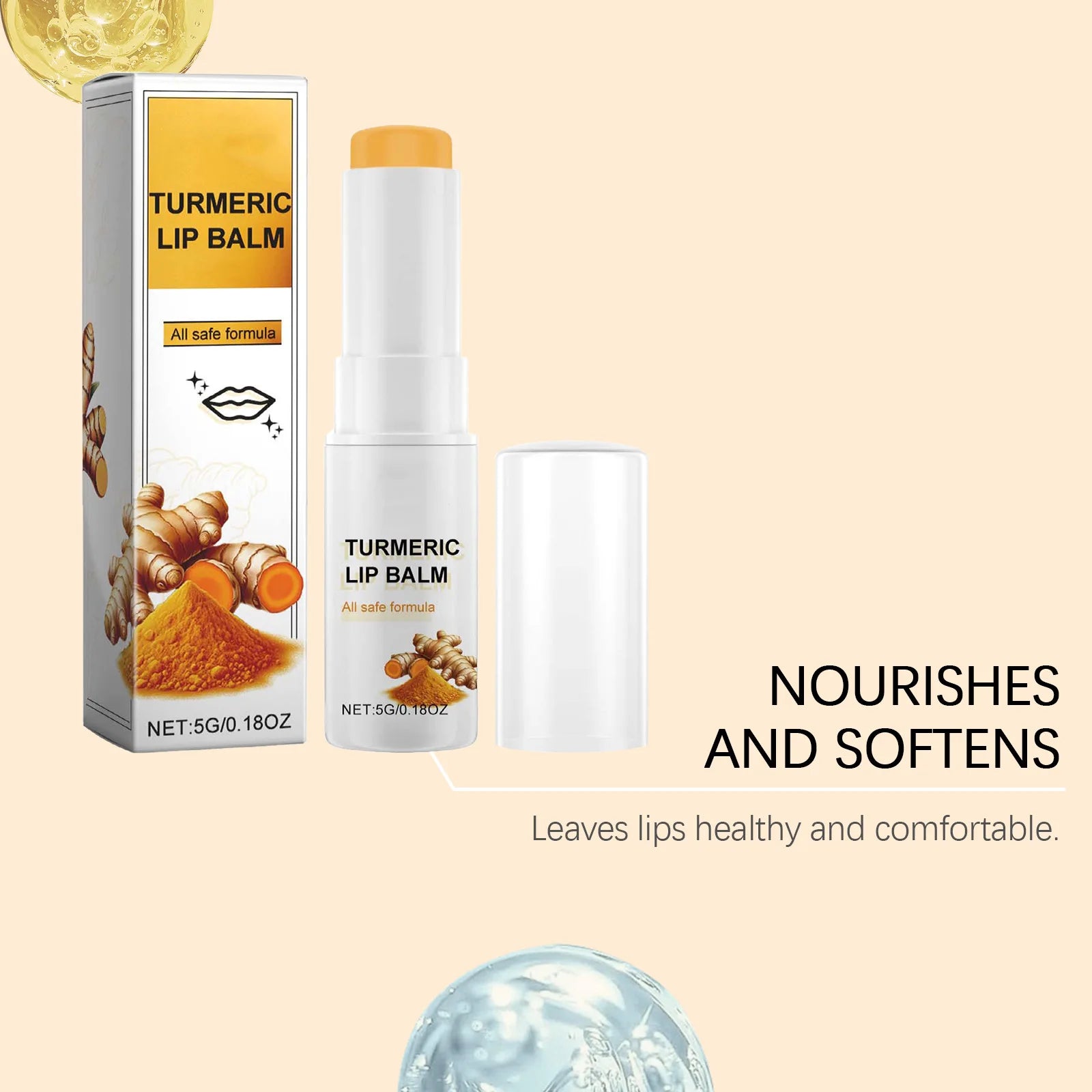 Collagen Turmeric Lip Balm – Hydrating & Plumping Moisturizer Lip Balm Zpaxo