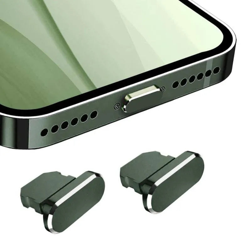2-10PCS Aluminum Alloy Anti Dust Plug for IPhone 14 13 12 11 Pro Max 8 Plus IPad AirPods Apple Series Lightning 8-pin Port Cover Zpaxo Green 6PCS