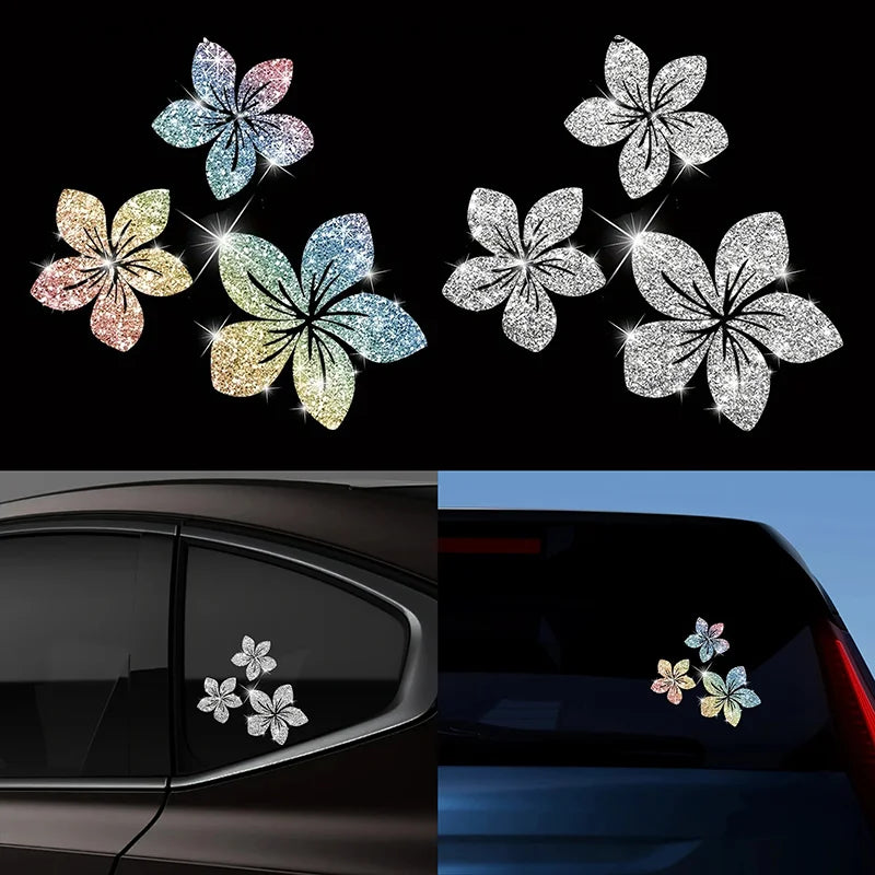 Floral Glitter Decorative Car Stickers Waterproof Dly Sticker Self