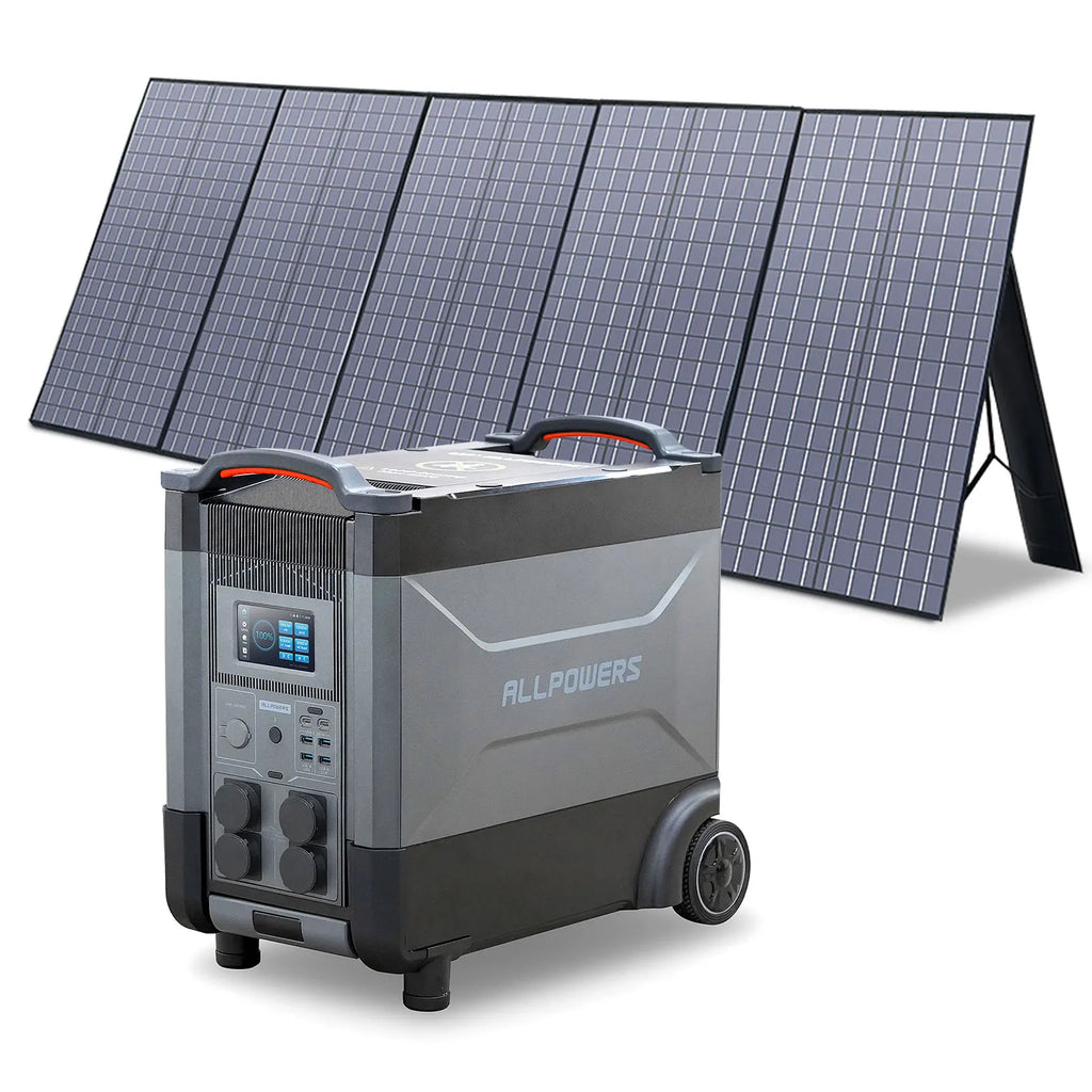 ALLPOWERS Solar Generator R4000 400W Panel 4 X 4000W 6000W Surge AC Zpaxo 4000W with 400W United Kingdom EU