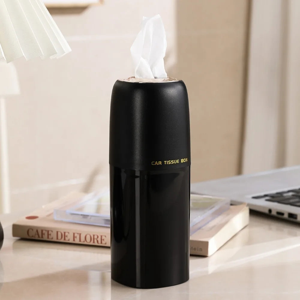 Refillable Car Tissues Cylinder Tissue Dispenser Cup Holder Round Tube Tissue Container Space-saving Large Capacity Zpaxo