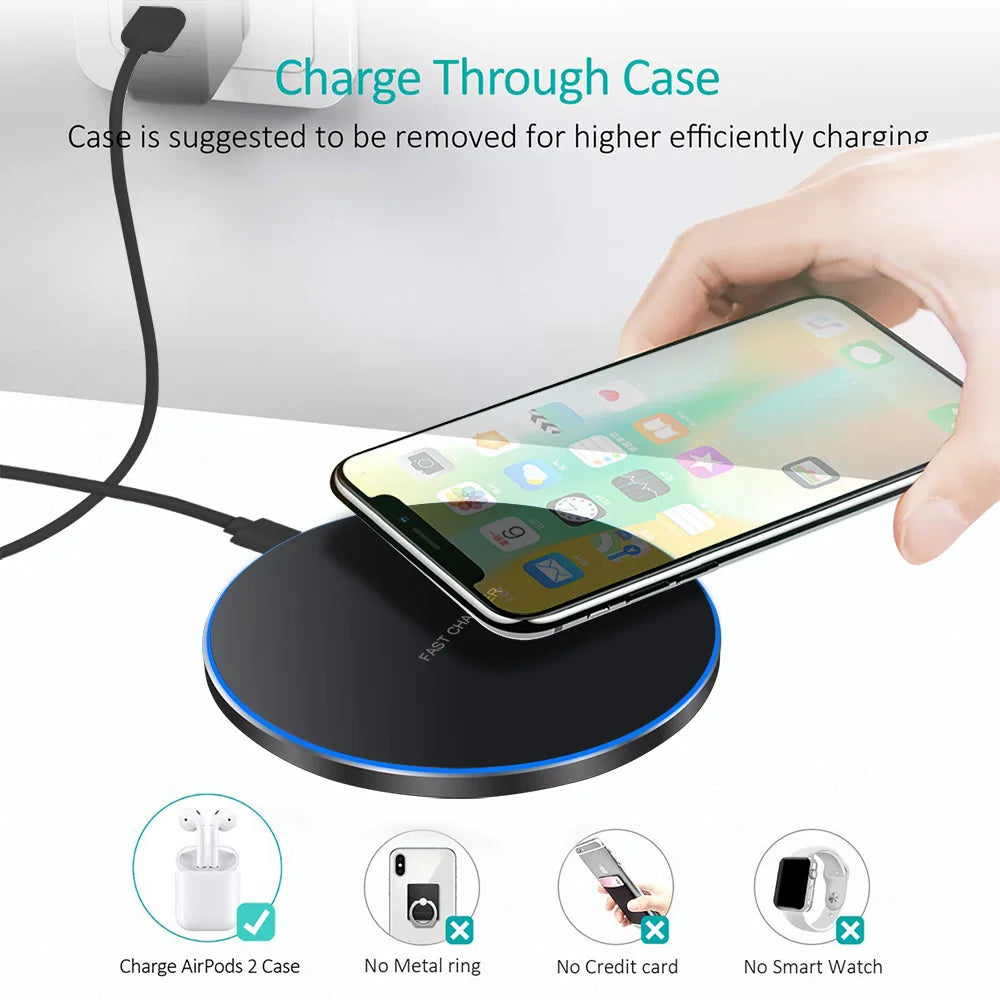 Mini LED Wireless Charger Pad Desktop Charging Iphone Samsung Xiaomi Zpaxo