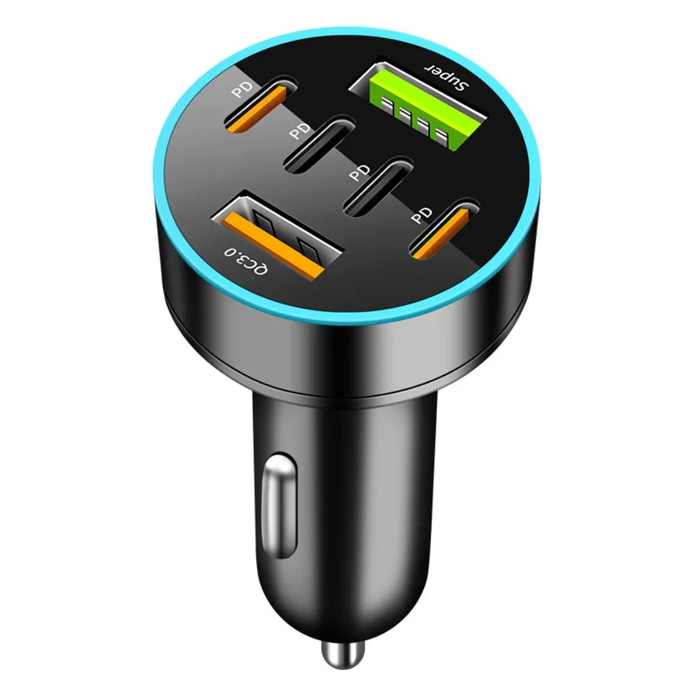 Dual USB Output Mobile Phone Car Charger Fast Charging 5 Ports Zpaxo