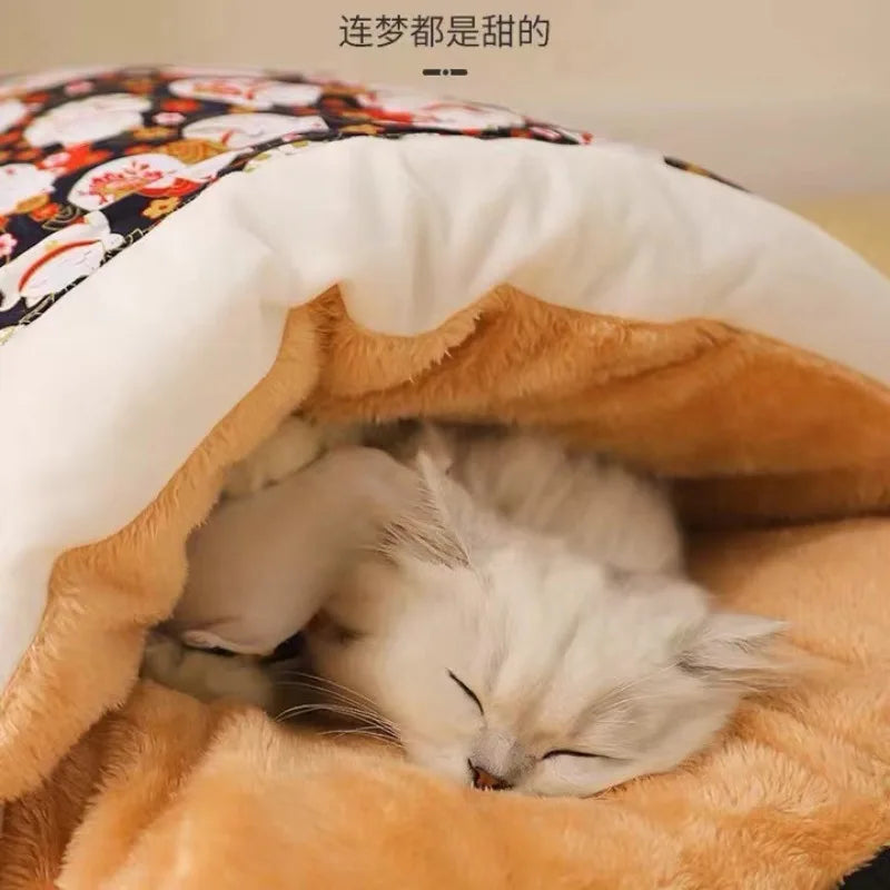 Kawaii Removable Cats Bed House Home Supplies Products for Adult Cats Large Pet Dog Bed Cat's House Cave Comfortable Food Cute Zpaxo
