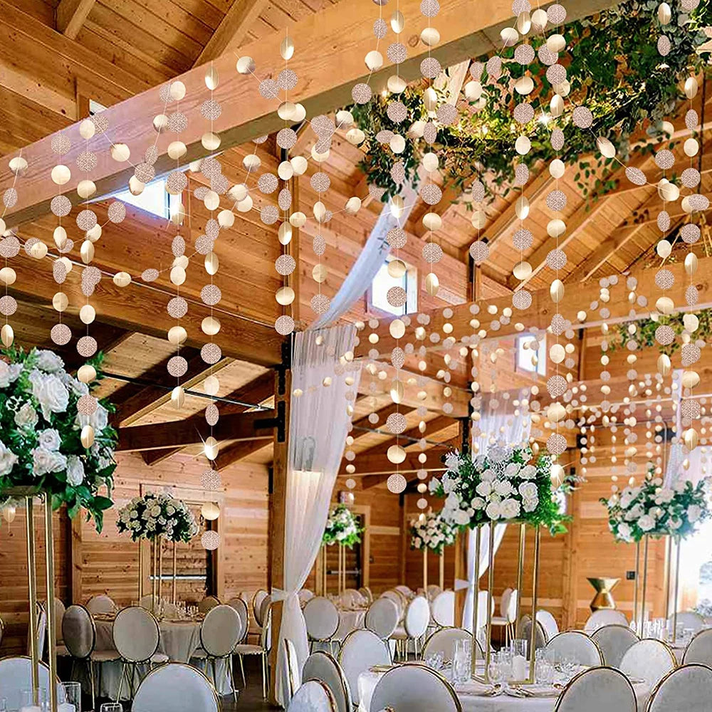 4M Gold Glitter Paper Banner Garland String Room Hanging Birthday