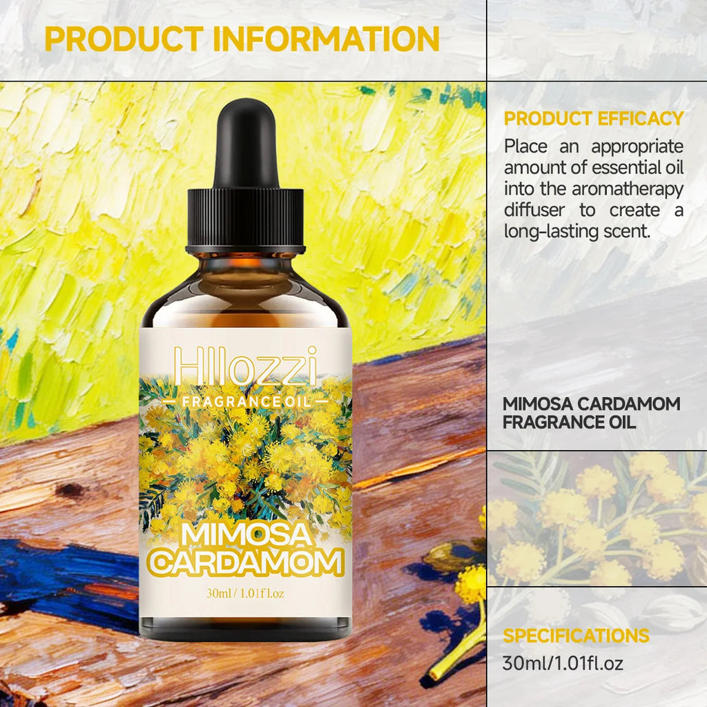 MIMOSA CARDAMOM FRAGRANCE OIL Suitable for DIY and diffuser, humidifier essential oils, helps sleep and relaxation Zpaxo